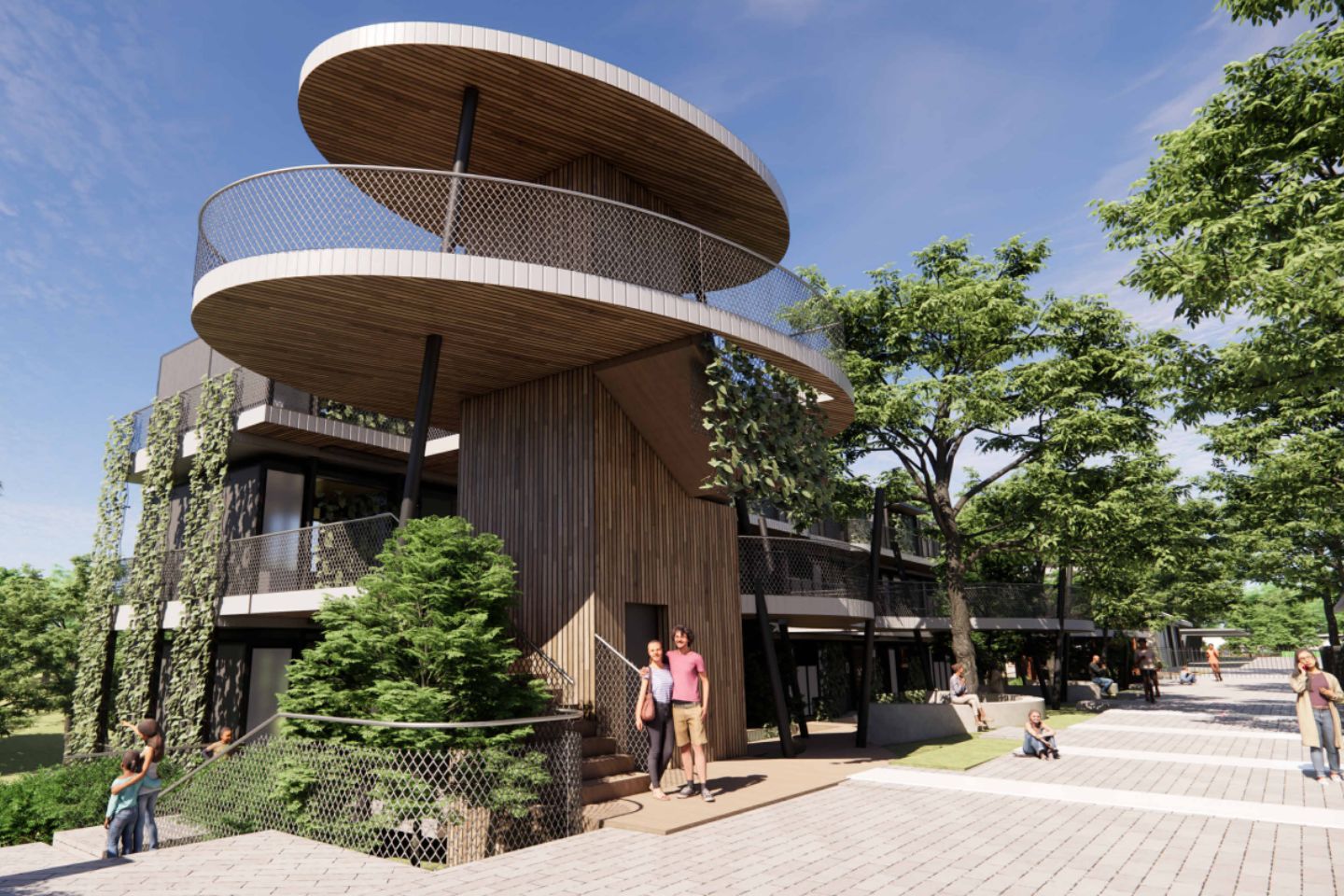 A render of a community facility at the Capel project. Image: Doepel Marsh Architects