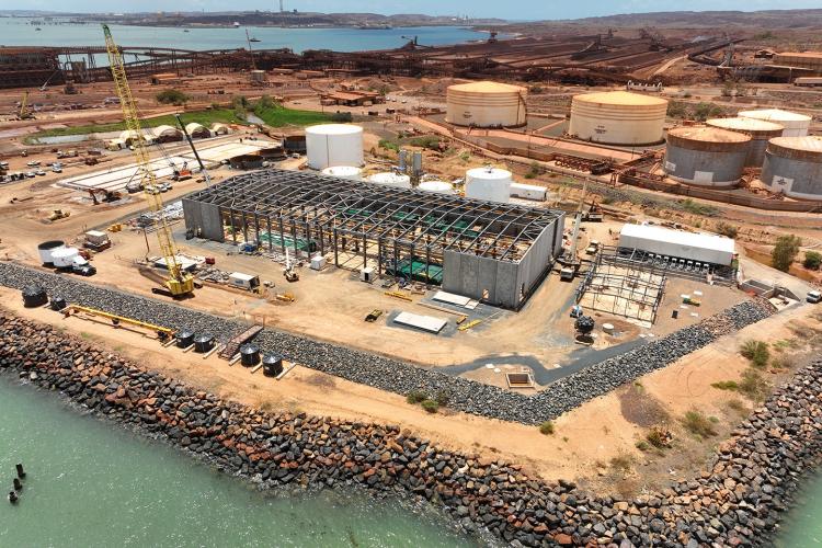 The desalination plant under construction at Dampier. Photo: Rio Tinto