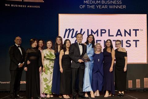 Business News sales general manager Johann Caspersz (far left) with My Implant Dentist founder Kent Tan (centre) and team.