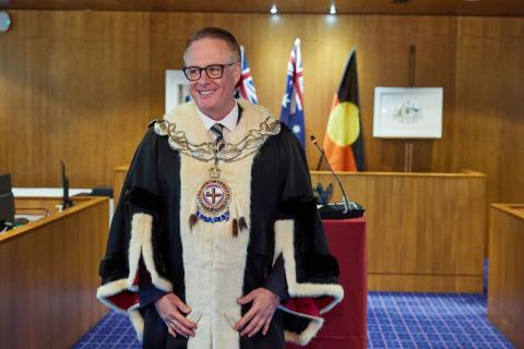 Bruce Reynolds in formal council robe. 