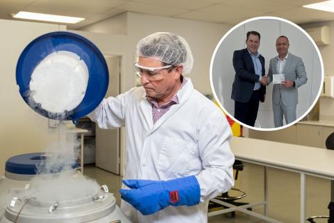 Main pic: Orthocell managing director Paul Anderson. Inset: Orthocell chair John Van Der Wielen with Ukrainian Ambassador to Australia Vasyl Myroshnychenko. Photo: Supplied.