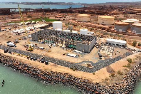 Progress at the desalination plant site in March. Photo: Rio Tinto