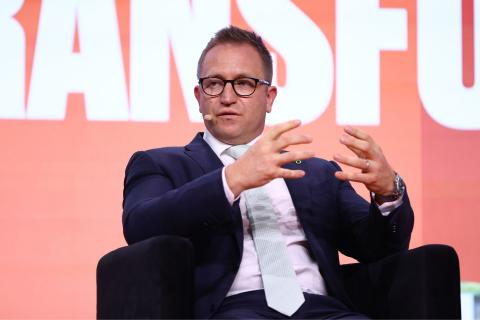 Dino Otranto speaking at the Global Citizen summit in Perth. Photo: Graham Denholm/Getty